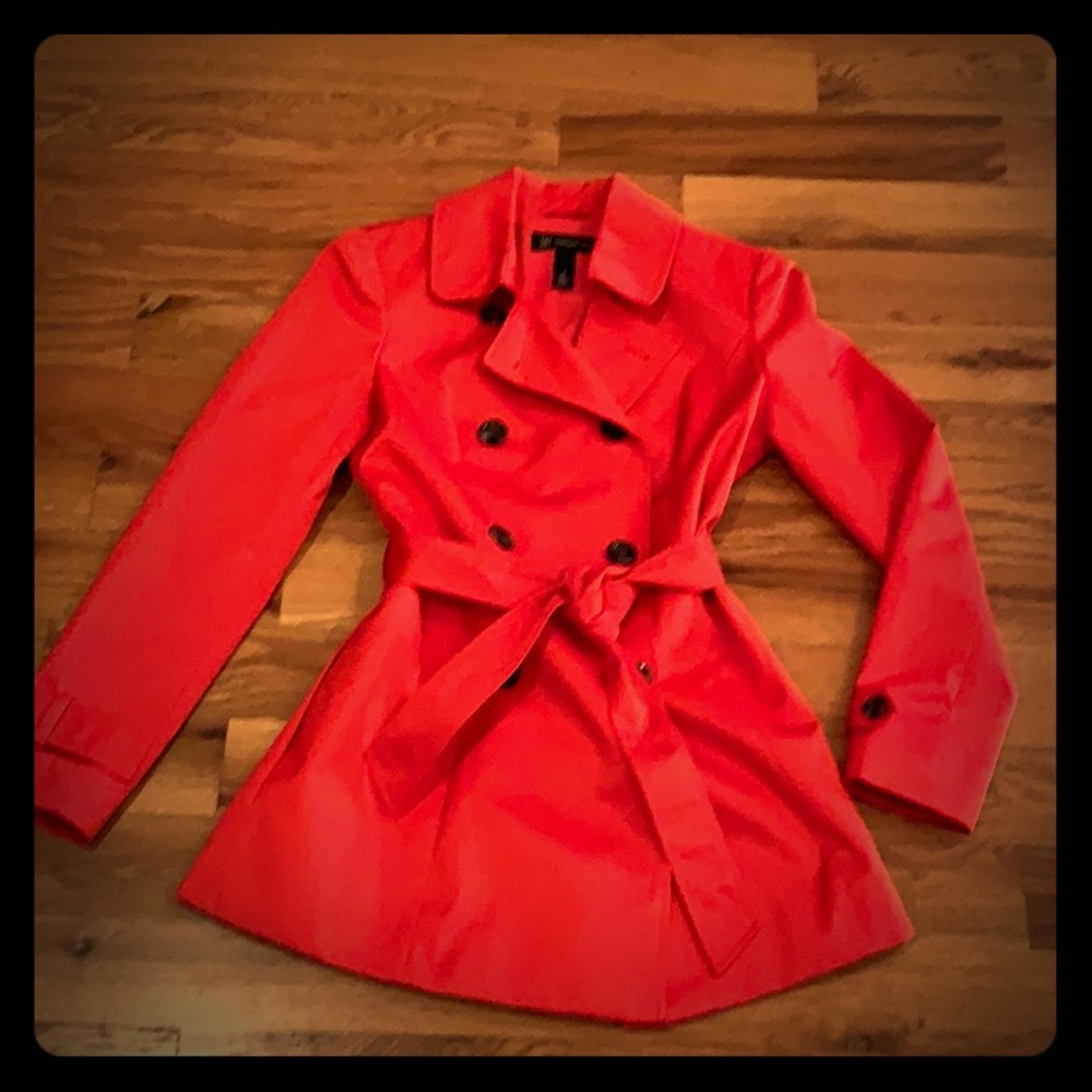 INC Trench Lined Orange Raincoat S NWOT